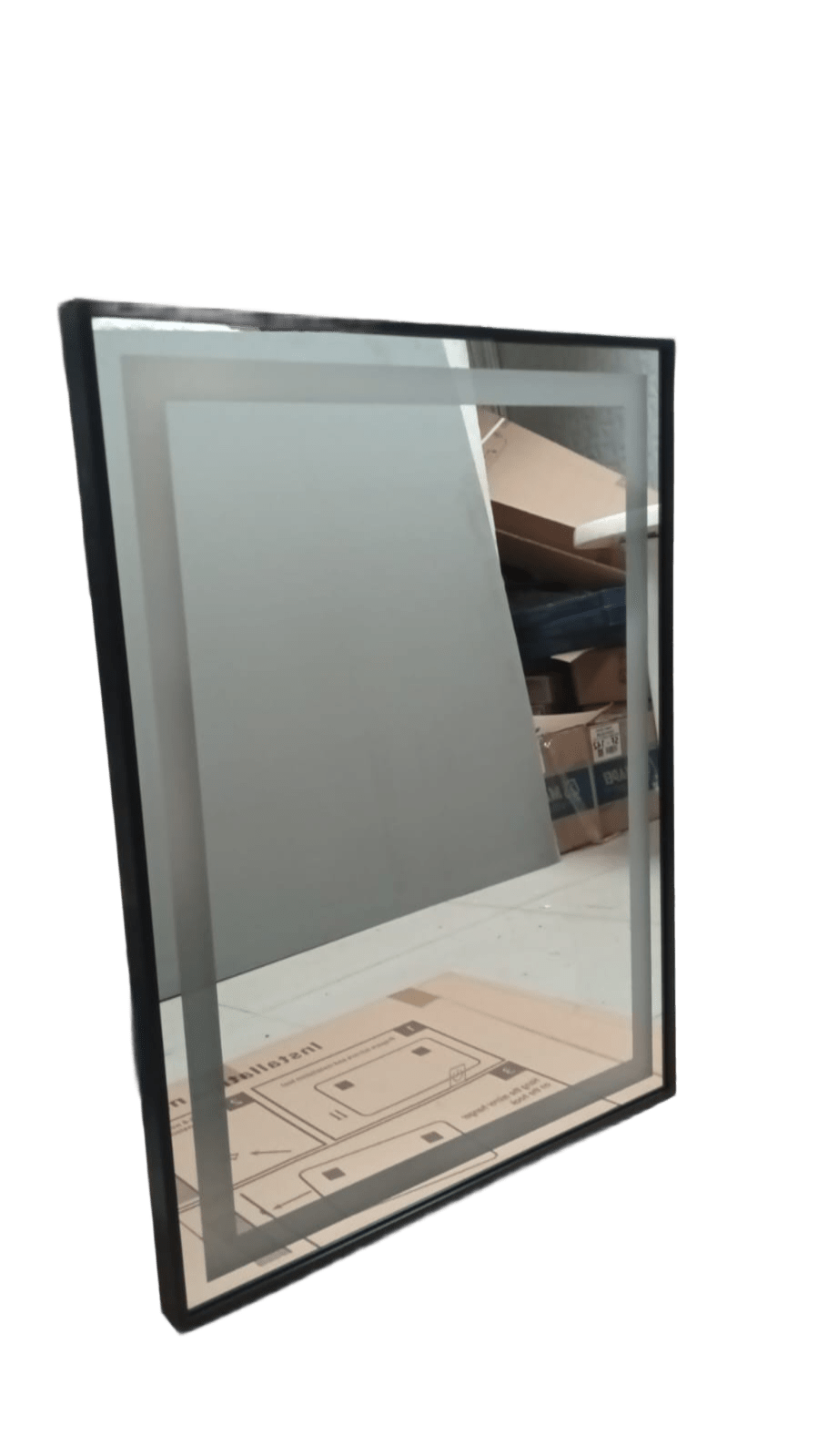 ESPEJO RECTANGULAR LED 80X60 MARCO NEGRO 